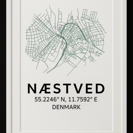 Næstved kort i ramme