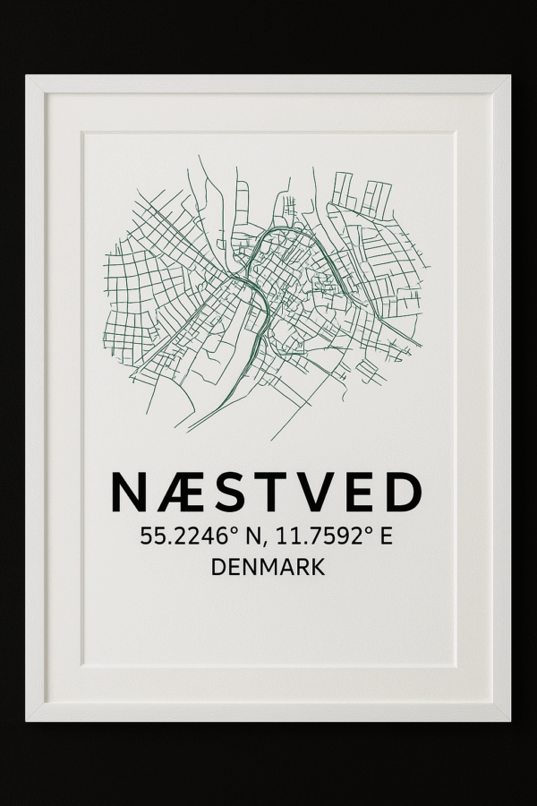 Næstved kort i ramme